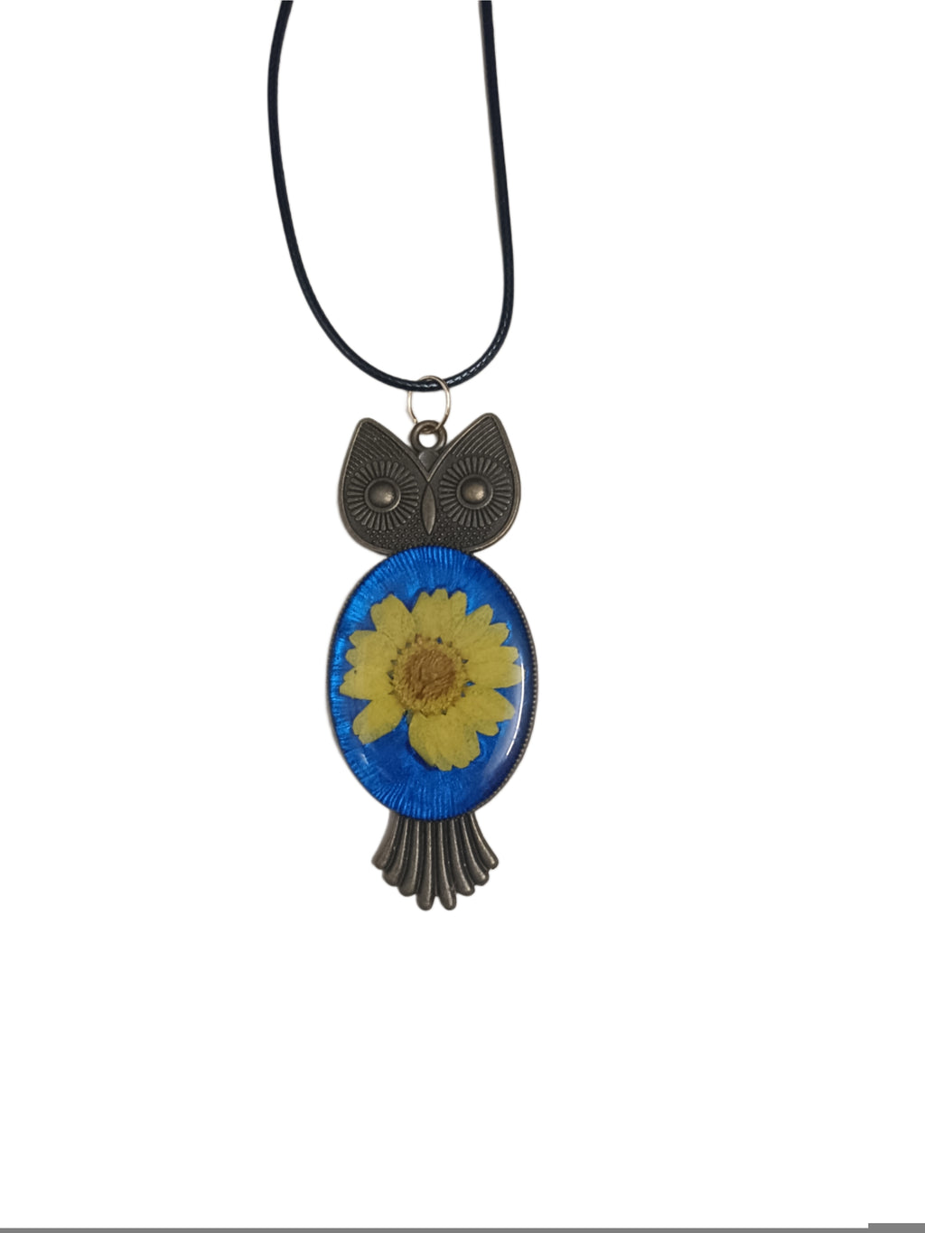Blue Daisy Dream Owl Pendant
