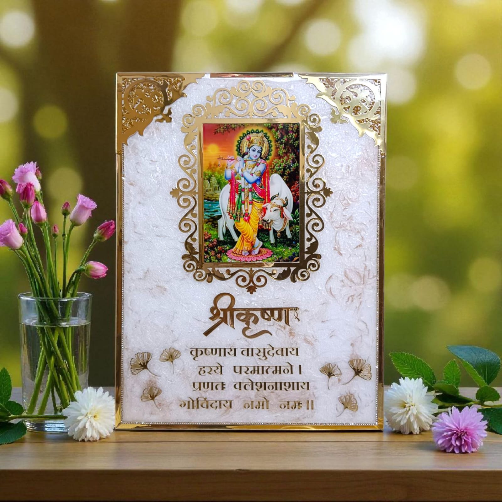 Divine Shri Krishna Mantra Handcrafted Resin Wall Art Frame