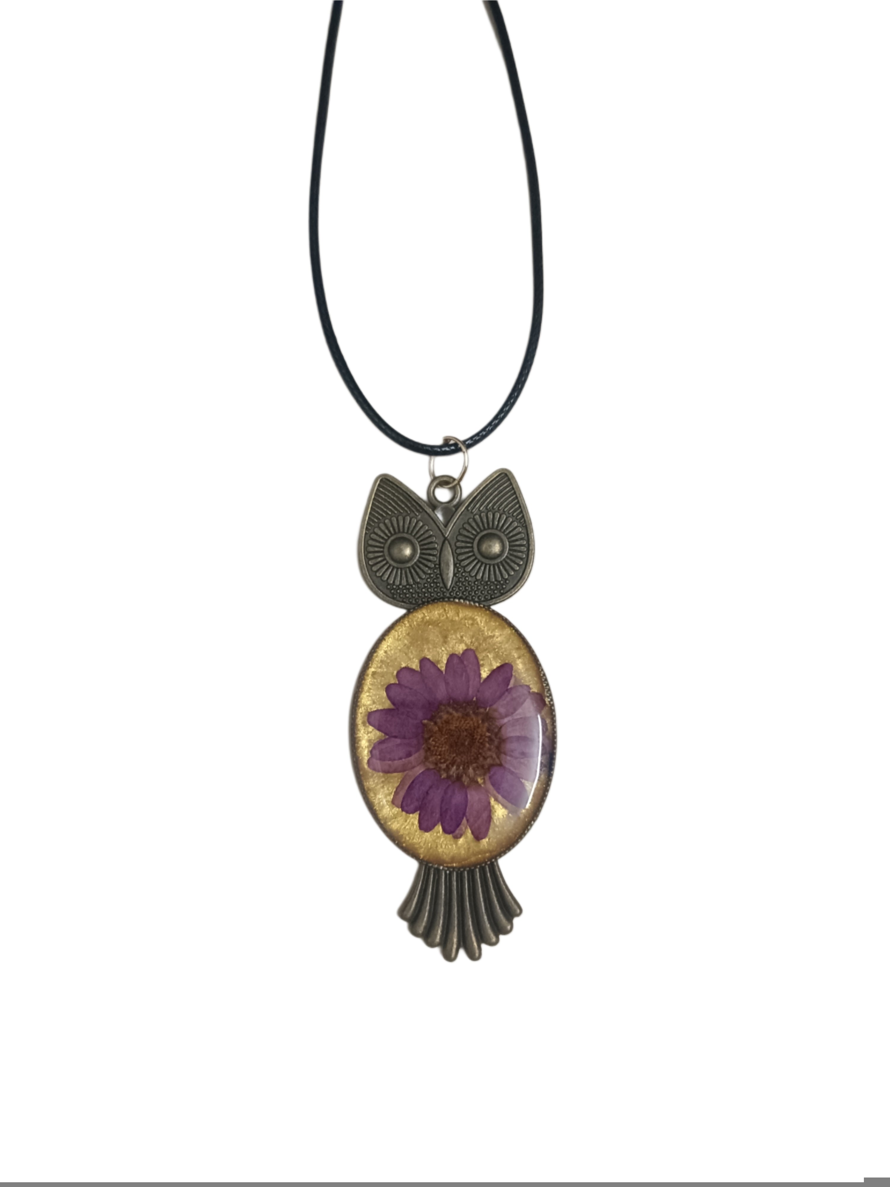 Golden Bloom Owl Pendant Necklace