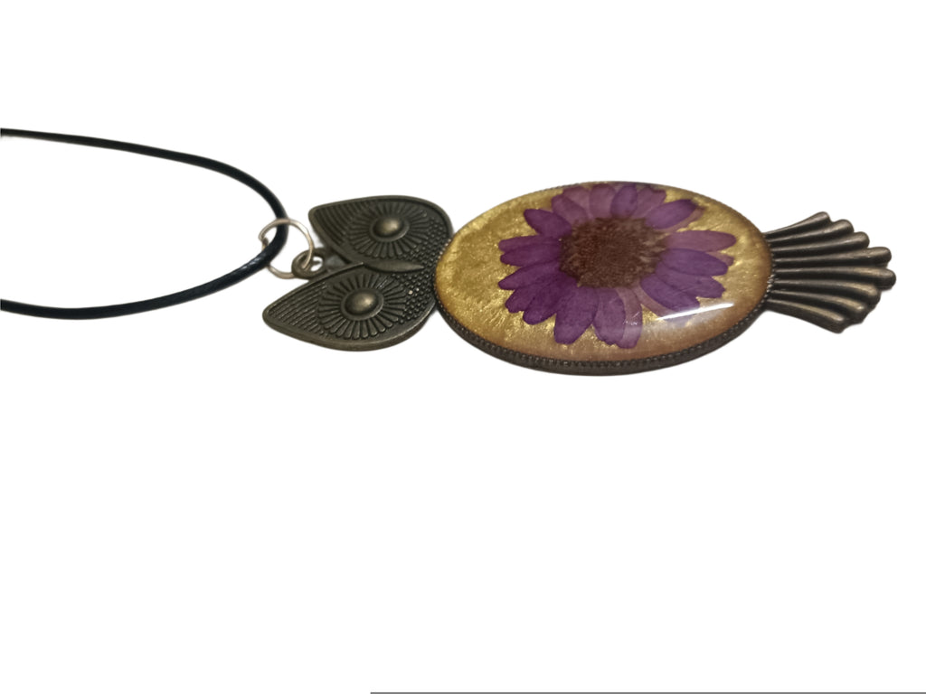 Golden Bloom Owl Pendant Necklace
