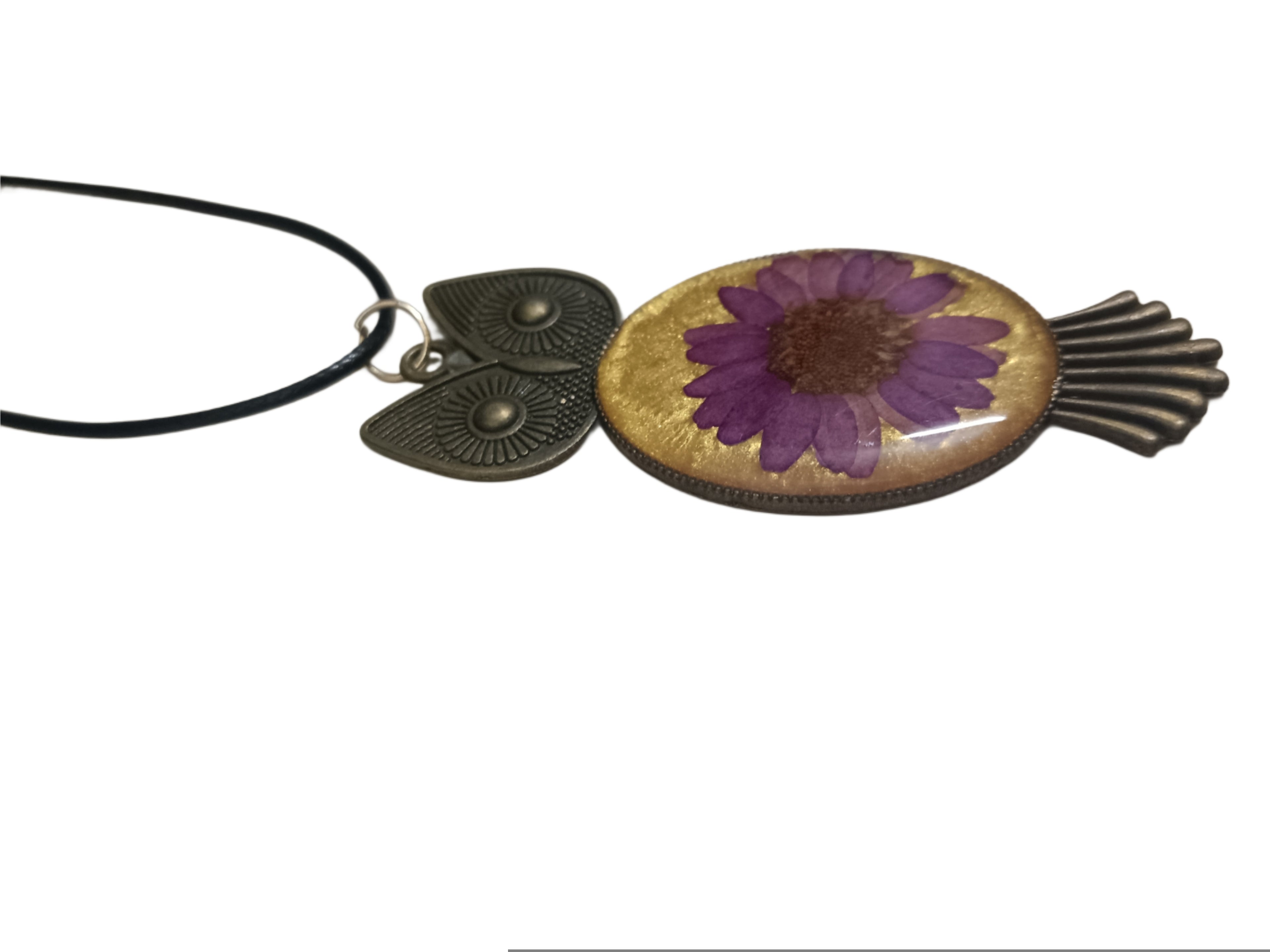 Golden Bloom Owl Pendant Necklace
