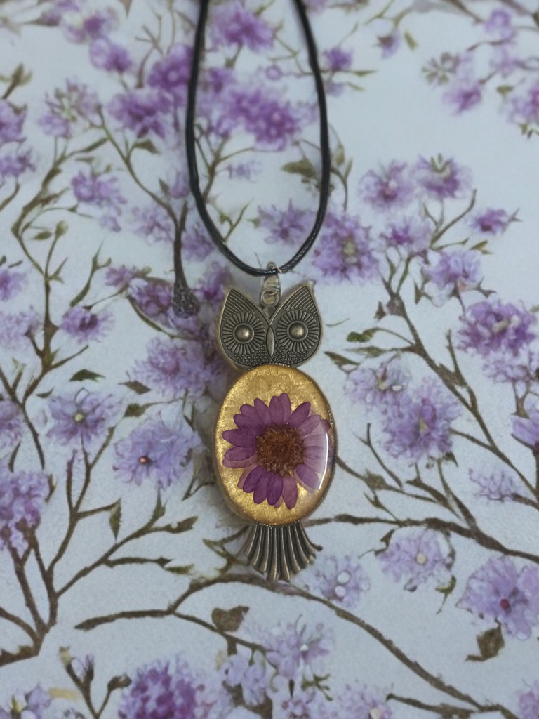 Golden Bloom Owl Pendant Necklace
