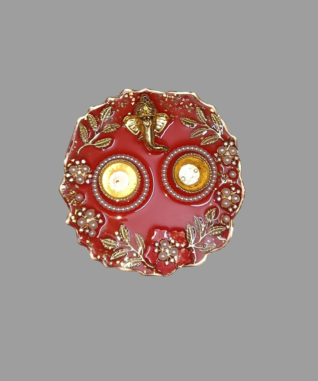Crimson Blessings Resin Thali