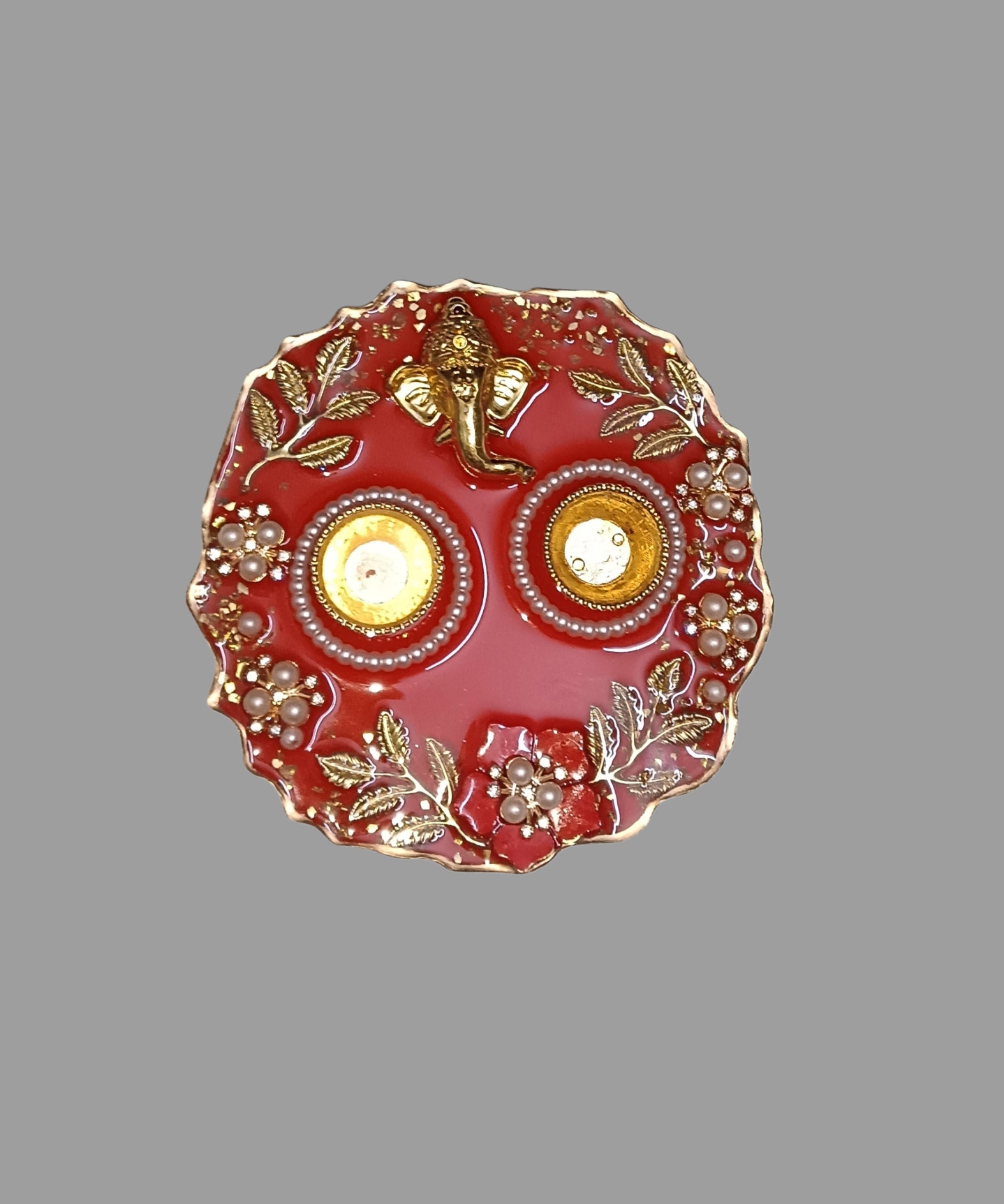Crimson Blessings Resin Thali