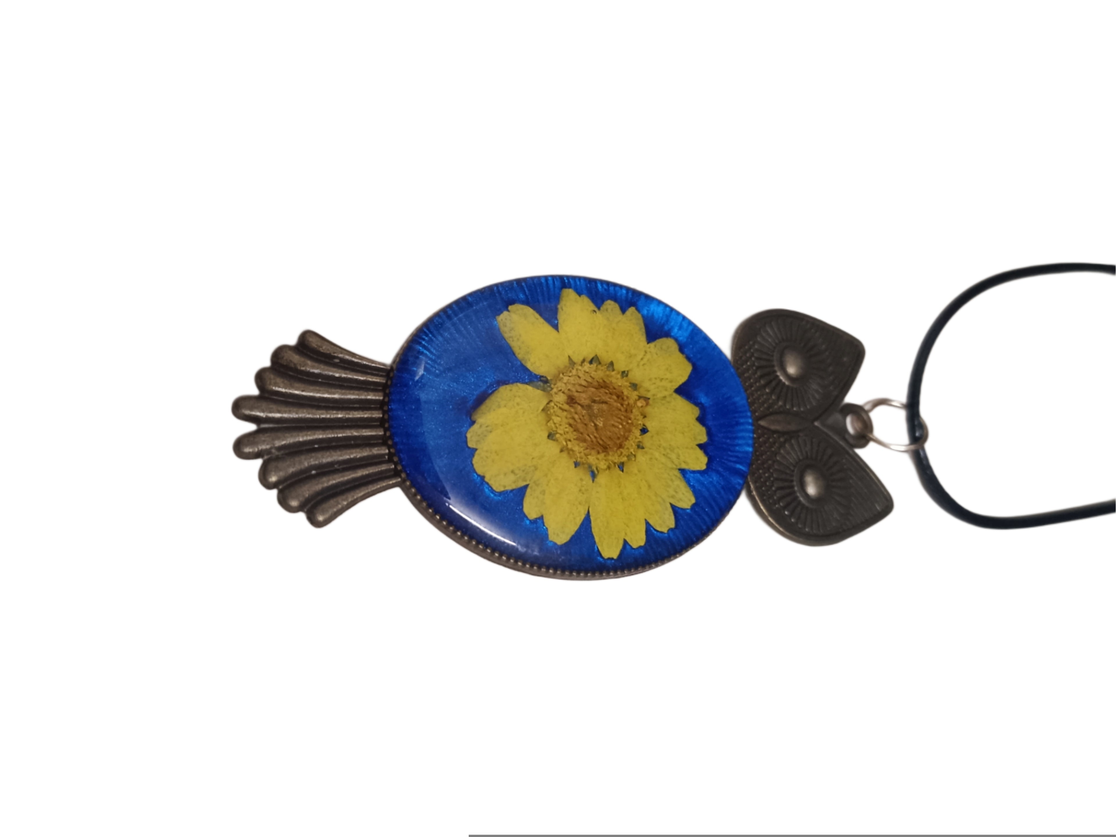 Blue Daisy Dream Owl Pendant