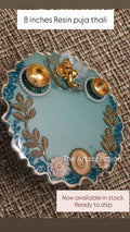 Divine Bloom Ganesha Resin Puja Thali – 8 Inch Multipurpose Handmade Decorative Plate