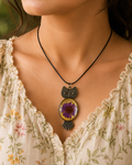 Golden Bloom Owl Pendant Necklace