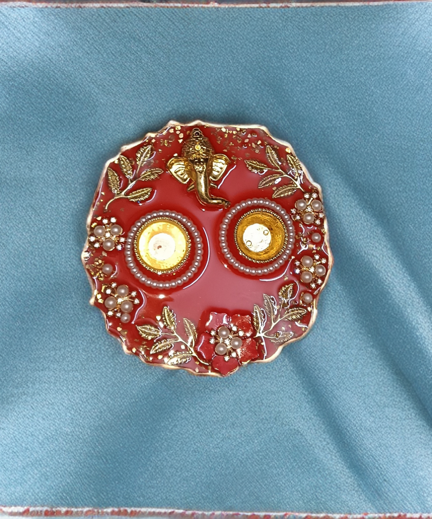Crimson Blessings Resin Thali